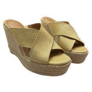 Aerosoles Woodside Wedge Women 10 Tan Woven Espadrilles Sandal‎ Beachy Vacation